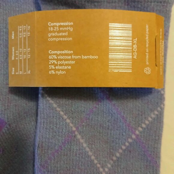 Wellow Compression Socks - Argyle Purple Violet Twist Size XL - Picture 1 of 2